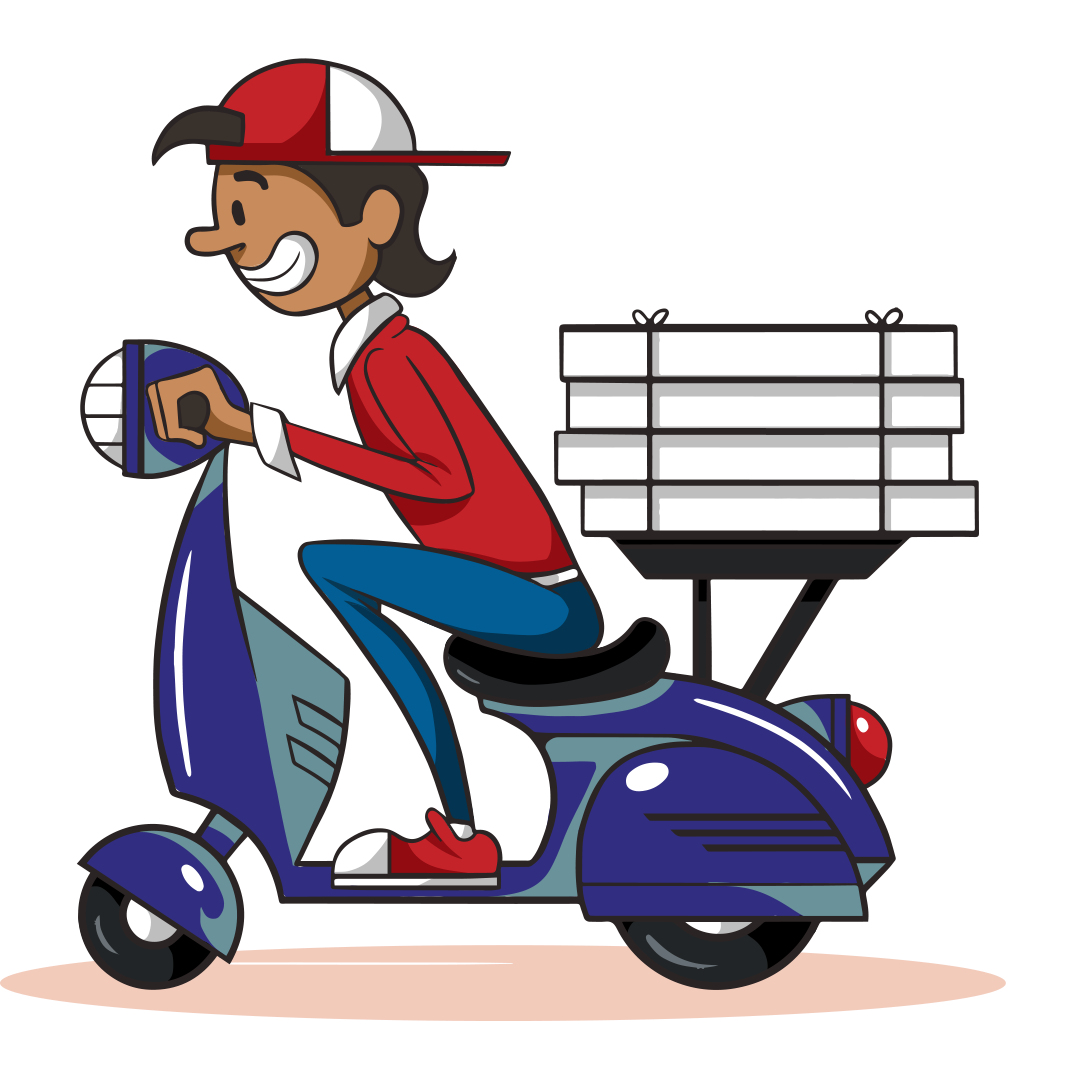 Illustration d'un livreur avec un colis